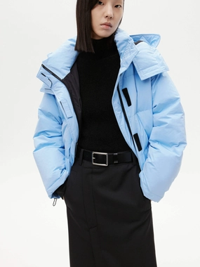 Hooded Short Down Jacket Casual Trend anti slip grip