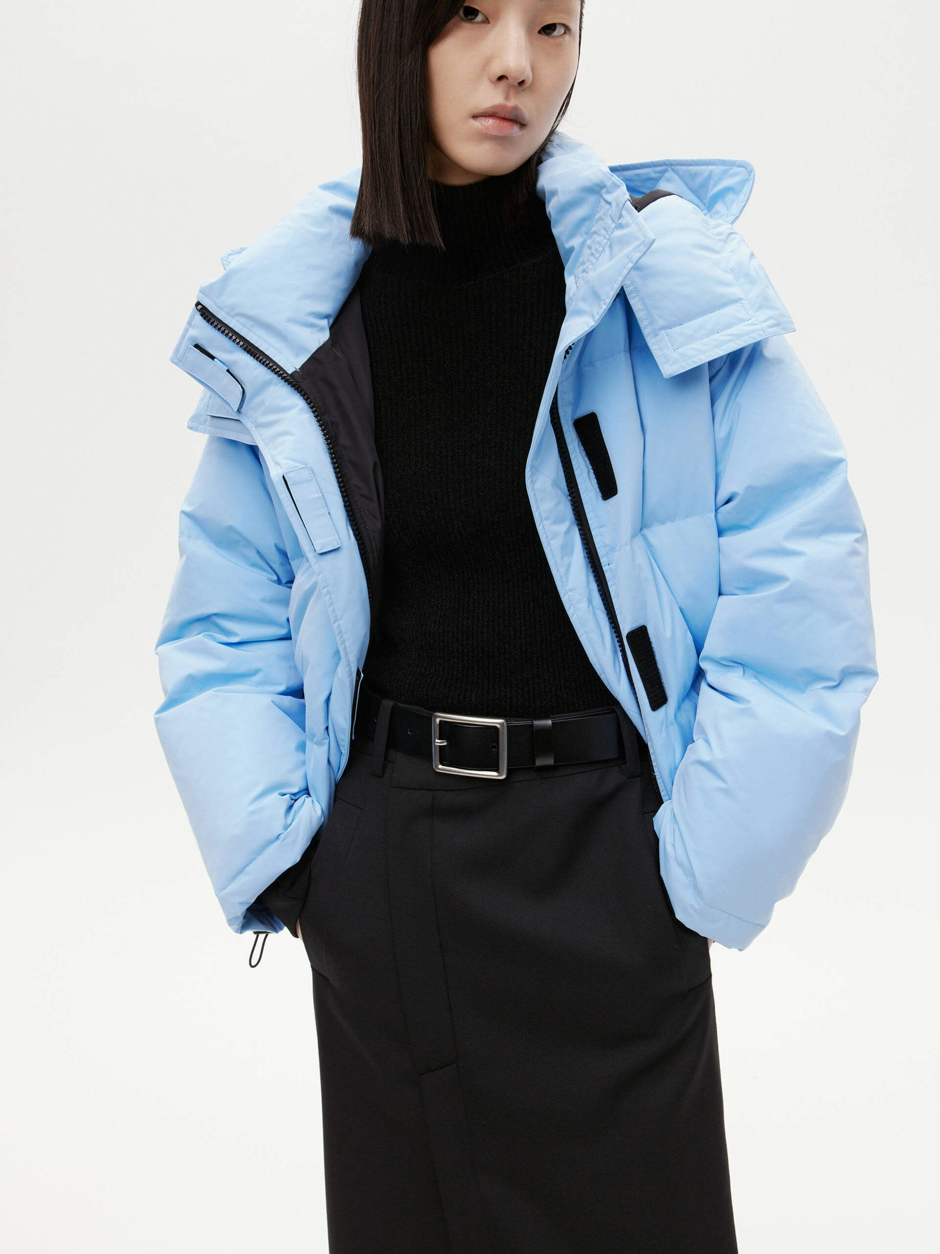 Hooded Short Down Jacket Casual Trend anti slip grip
