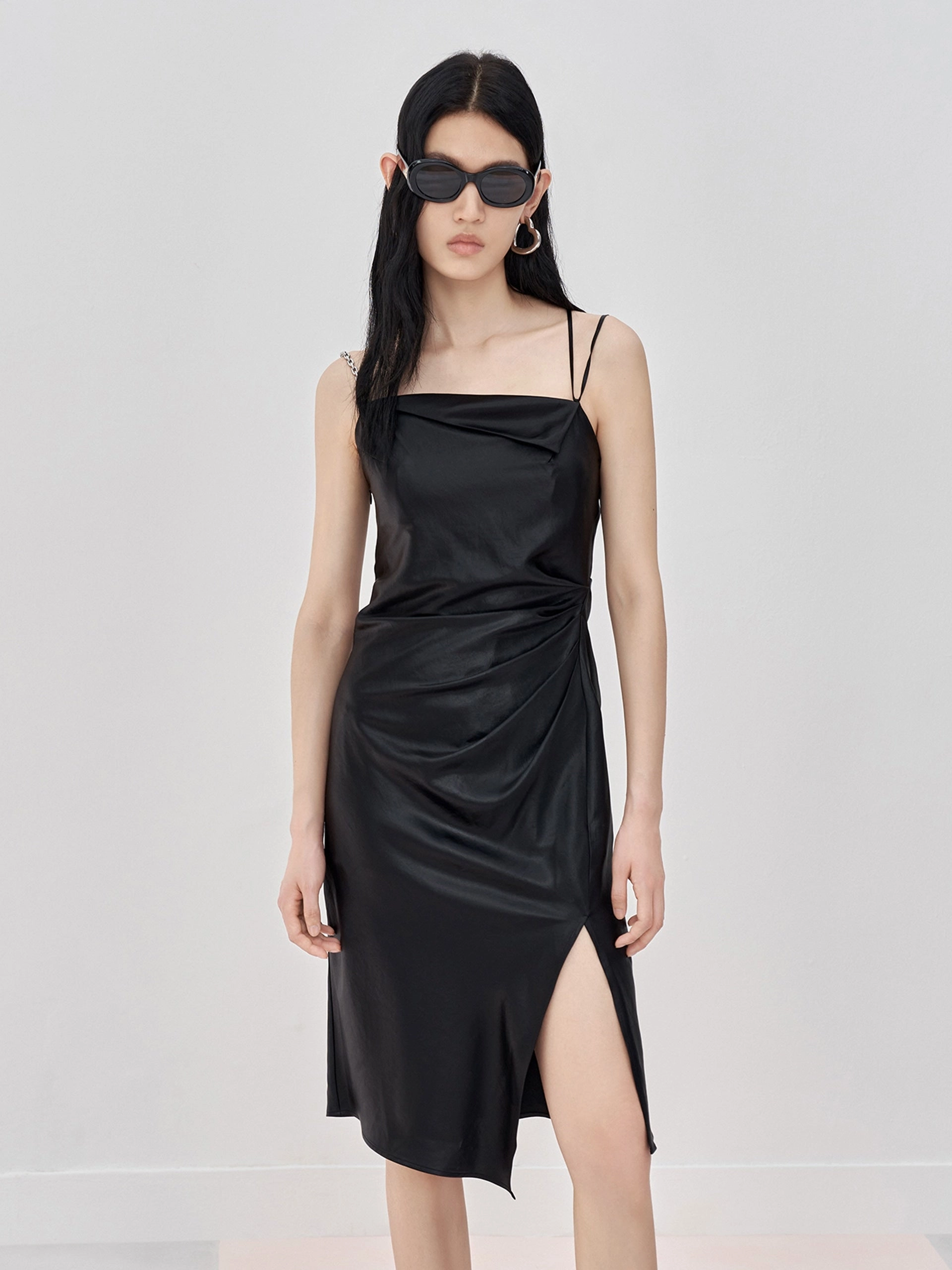 HOT SALE Check Side Slit Cami Dress Elegant Finish Date night