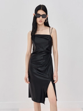 Relax Line Cozy And Stylish HOT SALE Check Side Slit Cami Dress