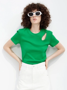 Holiday Casual LayeredHemDetails HOT SALE Crewneck Cotton Openwork T-shirt