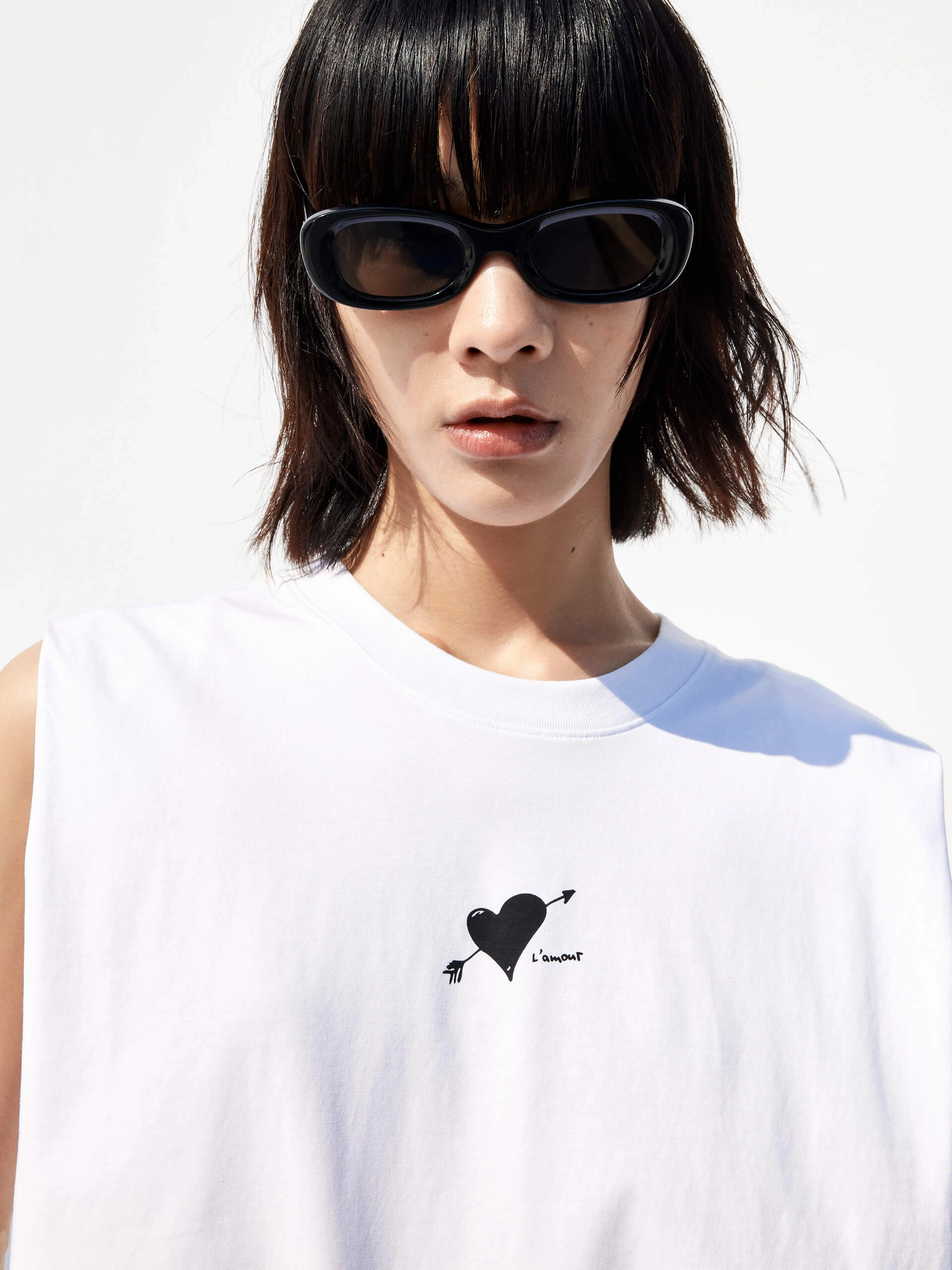 Cozy and Light HOT SALE Sleeveless Sweetheart Print T-Shirt