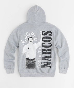Narcos Kingpin Fleece Hoodie - Grey Lightweight Weave