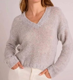 Relaxed V Neck Sweater In Heather Grey Microfiber Insulation Thermal Insulation Design