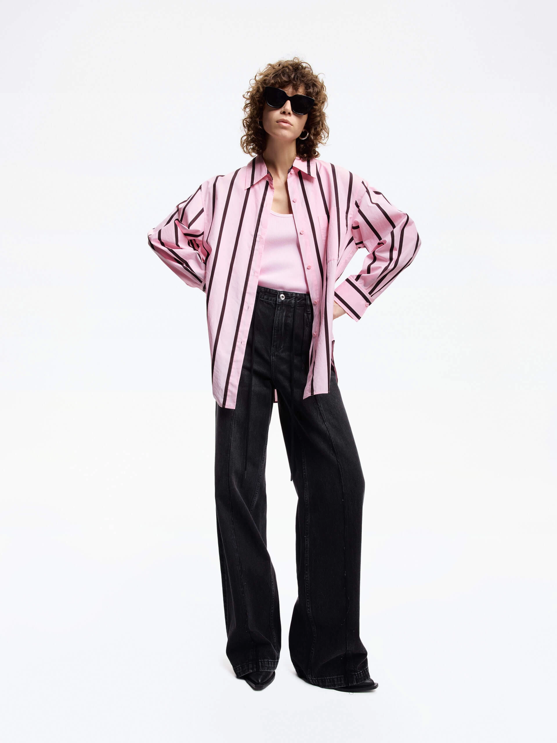 Reversible Layering Tech Convertible Sleeve Adaptation Cotton Poplin Striped Shirt