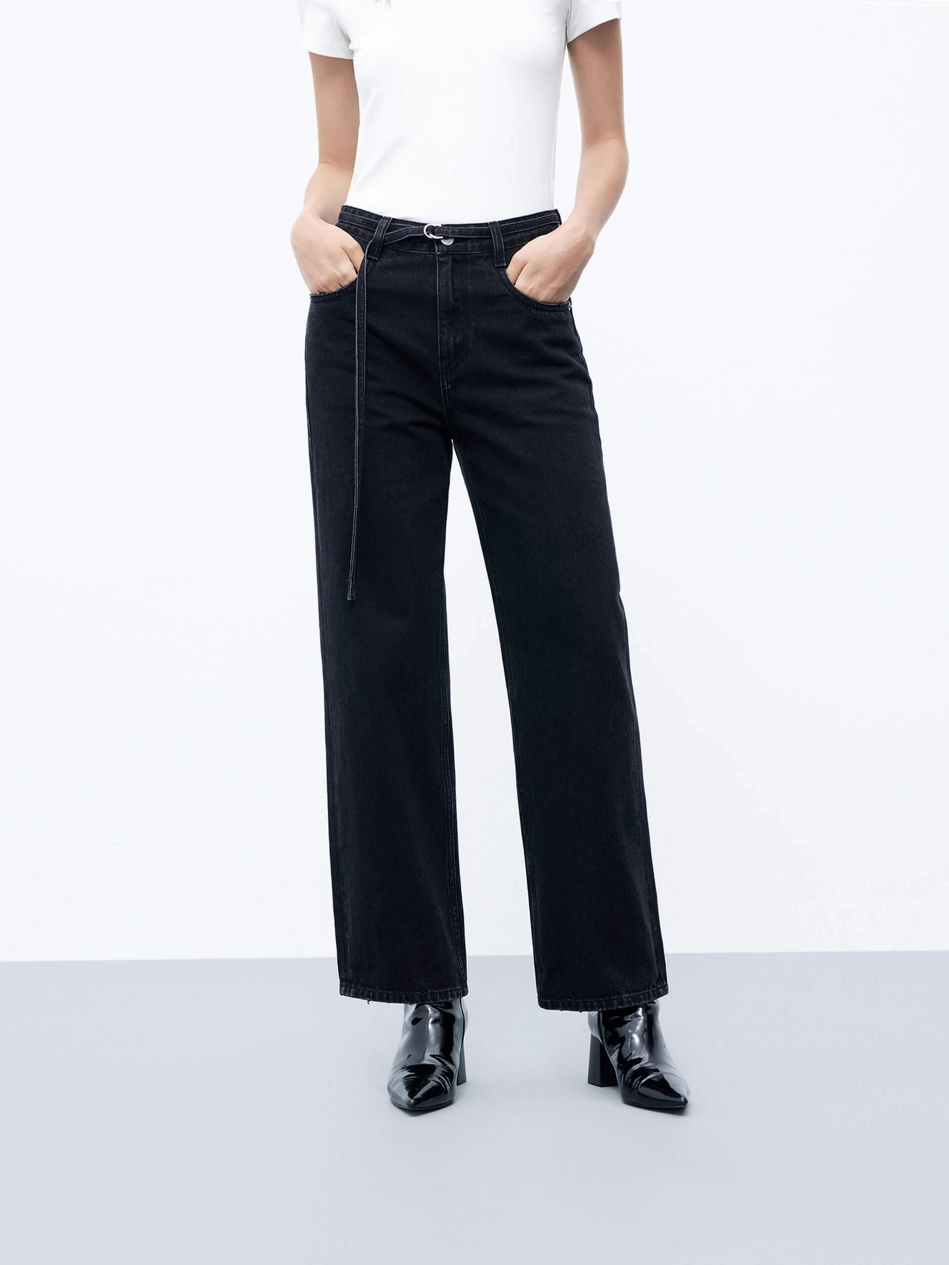 Include Belt Straight Jeans Outdoor Comfort