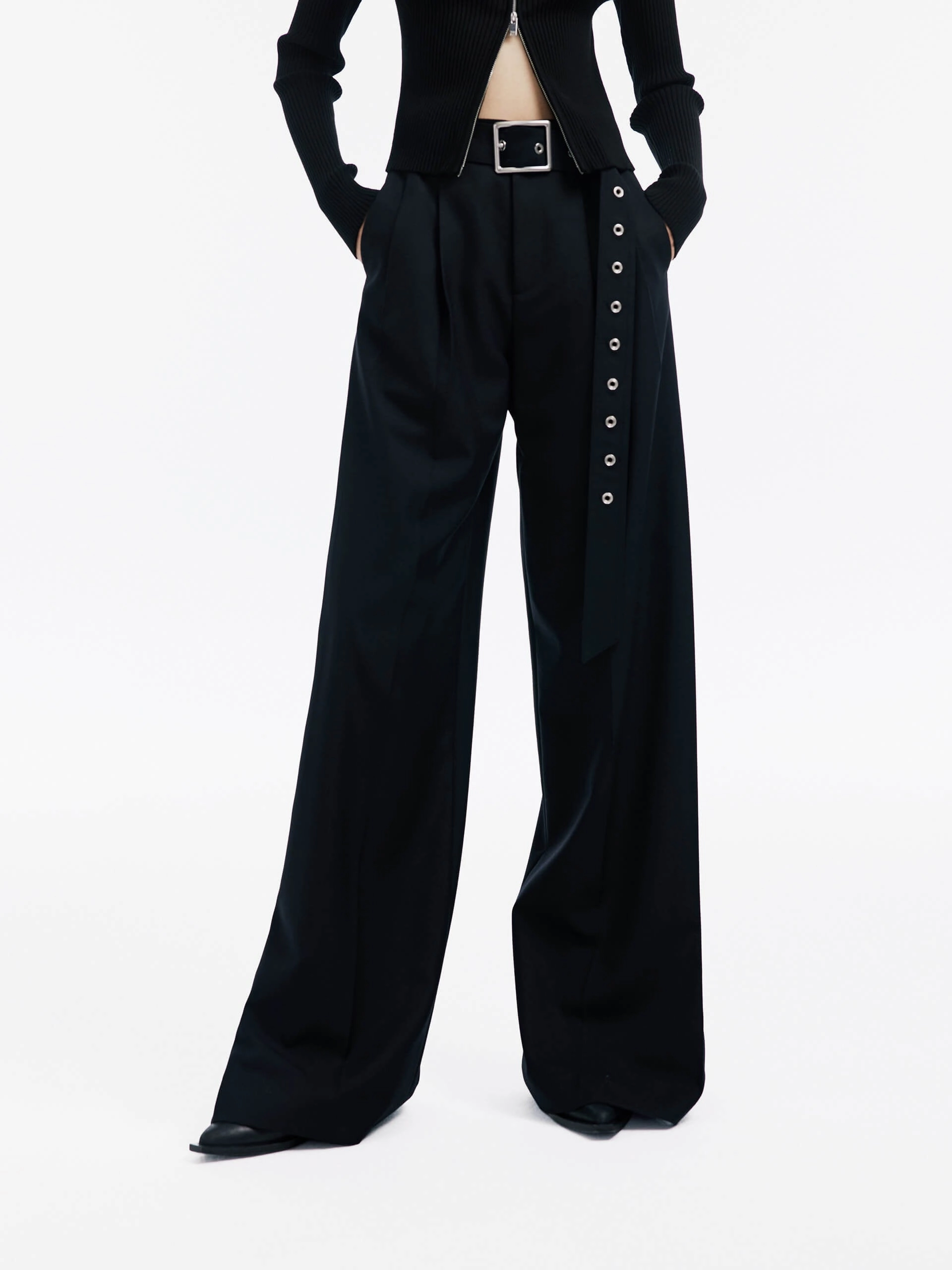 Include Belt Wide Leg Pants Chilly Weather Comfortable Wear