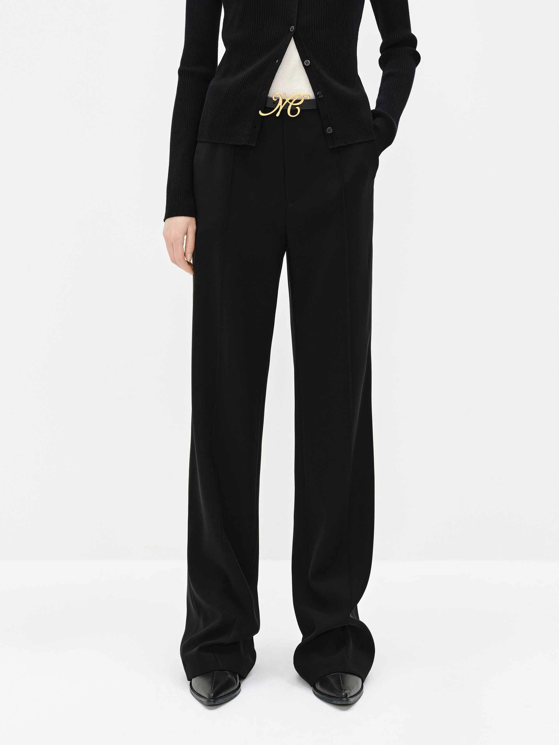 Include Belted Tailored Pants Bootcut shape Stretch Support Fit