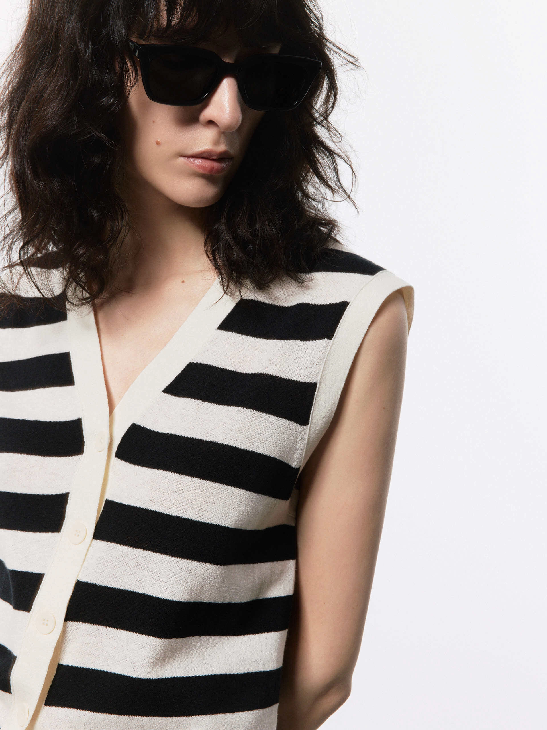Relaxed Dress Include Linen Striped Vest