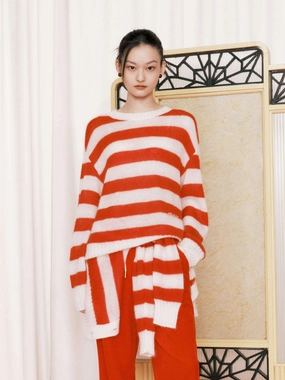 Include Mohair Striped Sweater AntiMicrobialLining Temperature Regulating Fibers