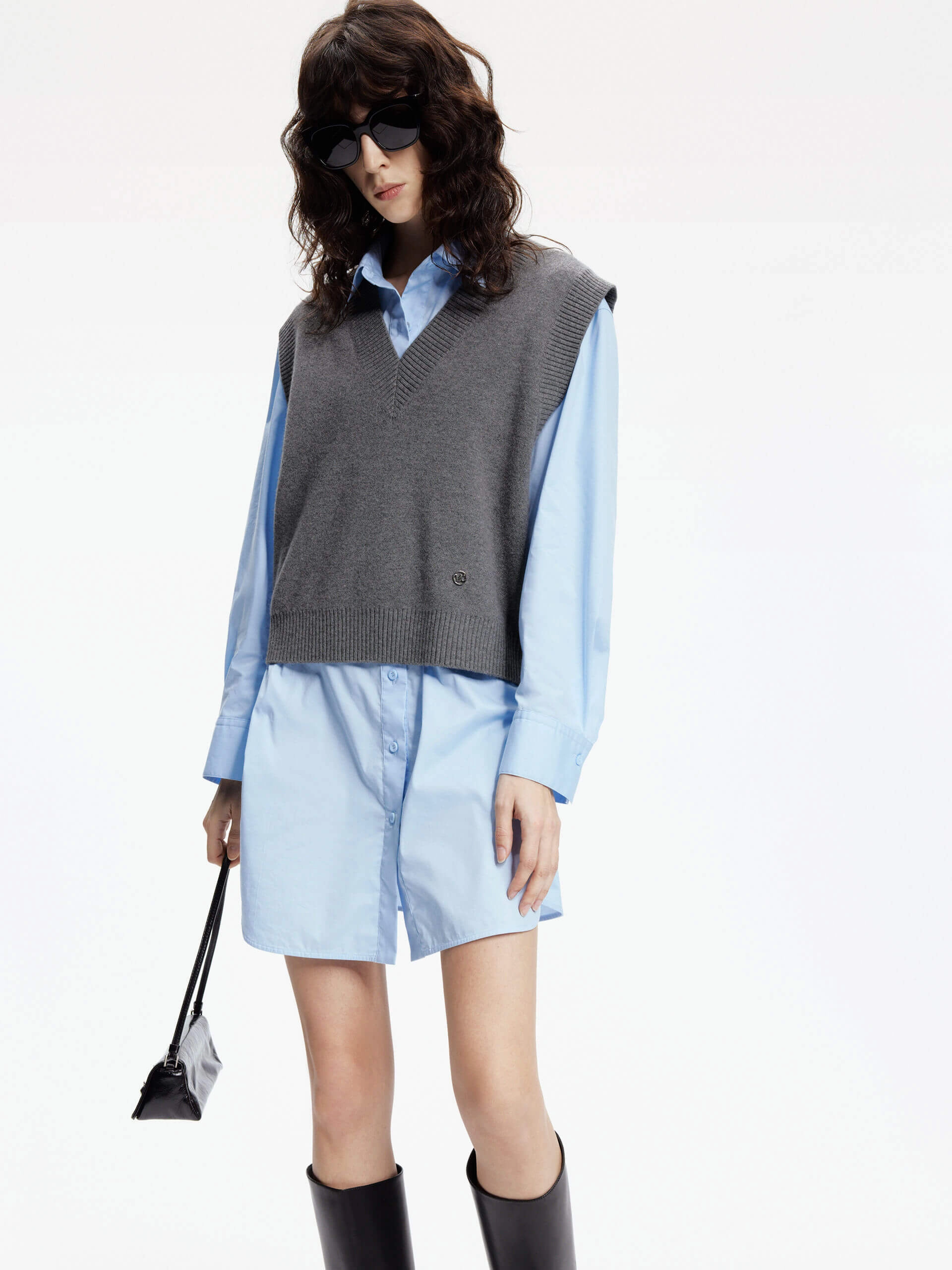 Include Vest Shirt Dress Stylish Choice french chic