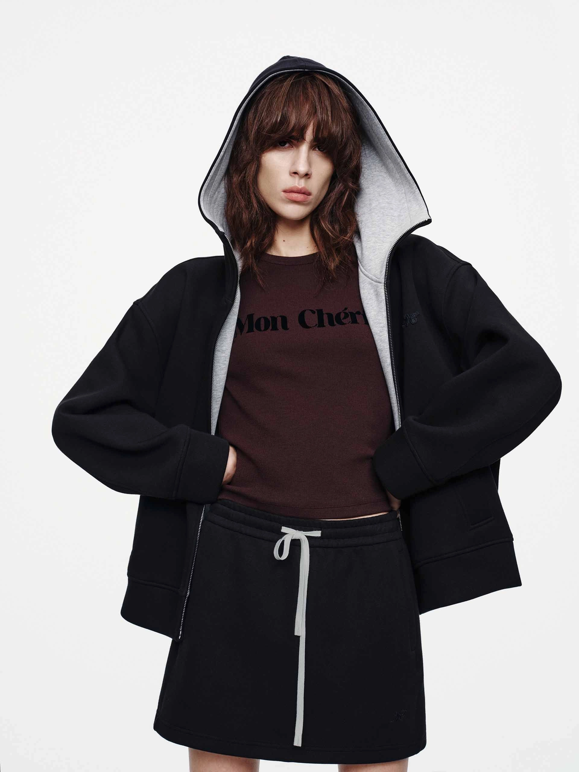 Compression Fit Design Hooded Zipper Jacket