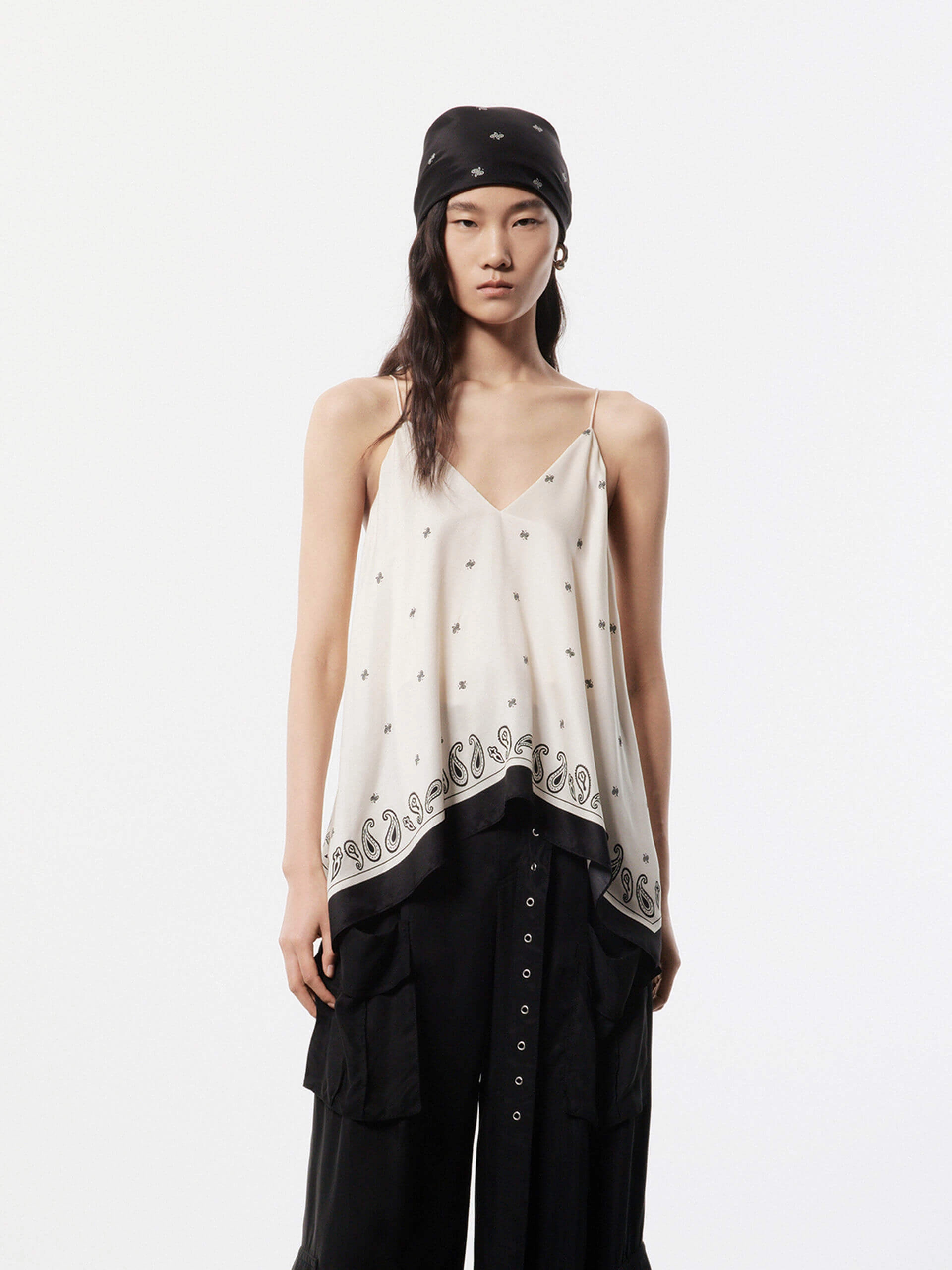 ReinforcedShoulders Airflow Mesh Insert Irregular Hem Cami Tank