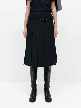 Perfect Stretch Snug Waist Irregular Hem Pleated Skirt