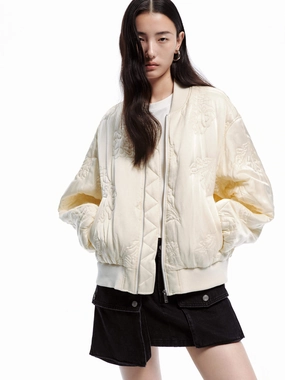 Jacquard Detail Baseball Jacket Convertible styles Convertible Style