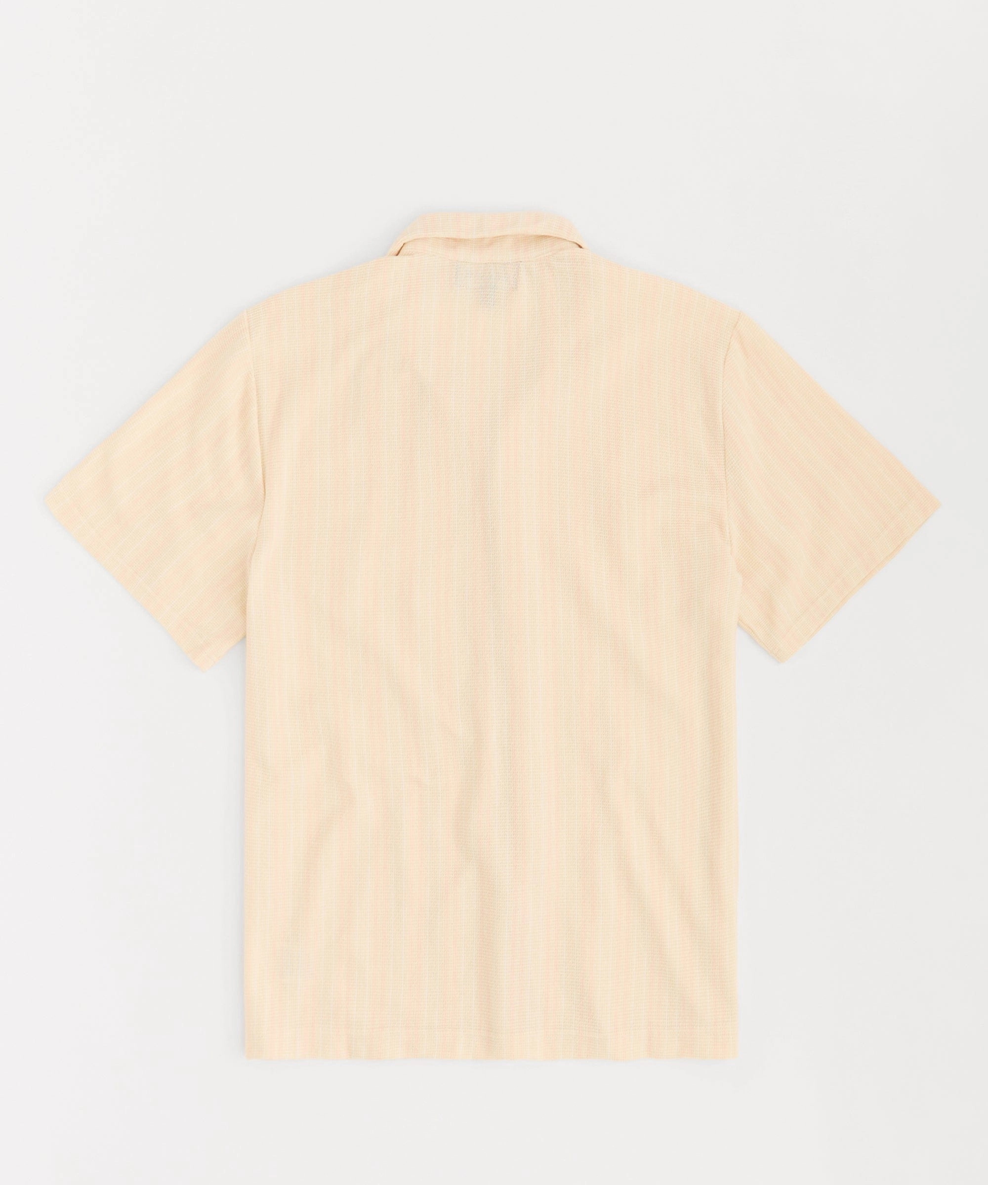 SecurePockets FlexibleRibbedTrims Jacquard Knit Short Sleeve Button Down Shirt - Cream
