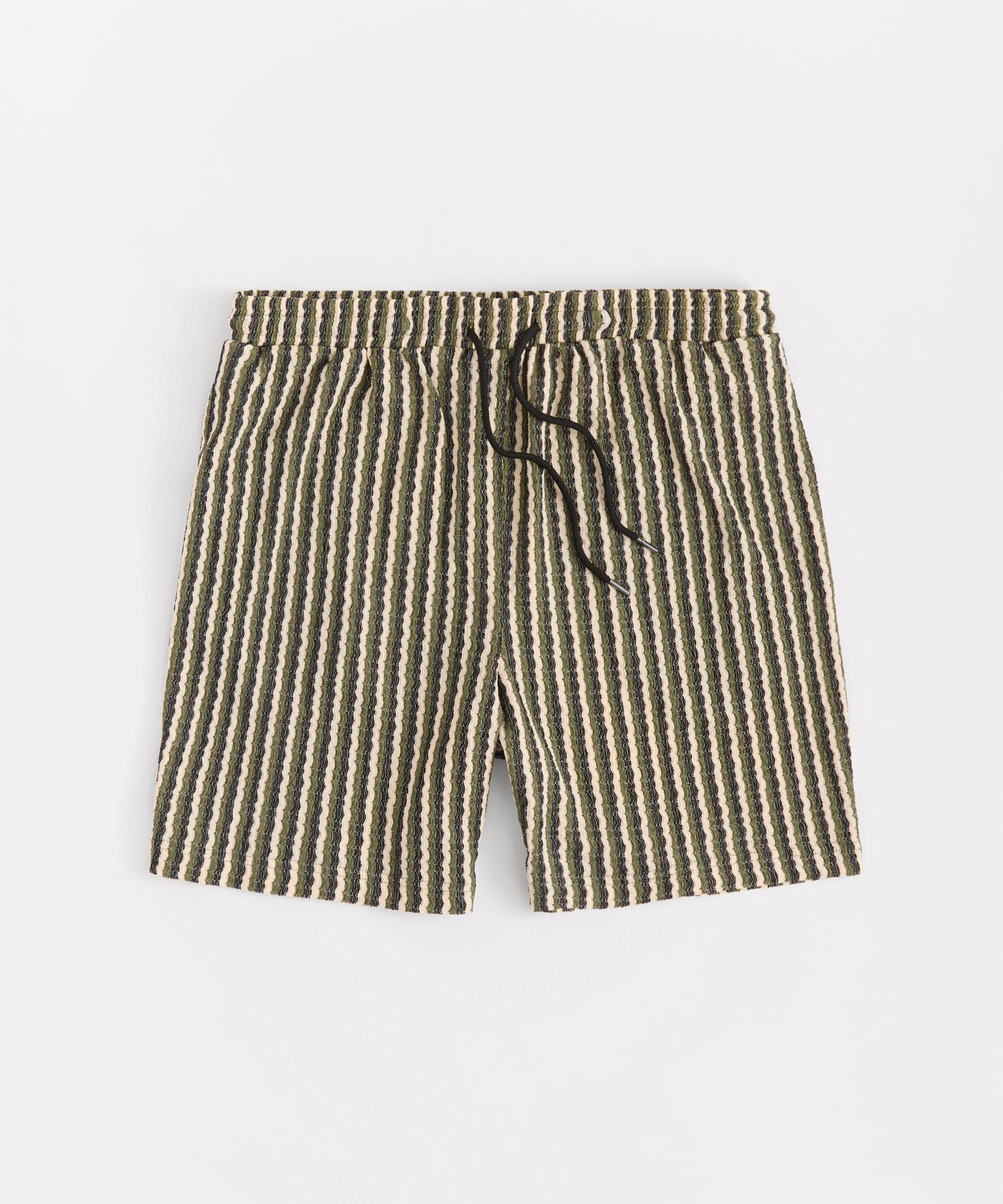 Jacquard Knit Striped Short - Green Flexible Hemline LowImpact Dye Process