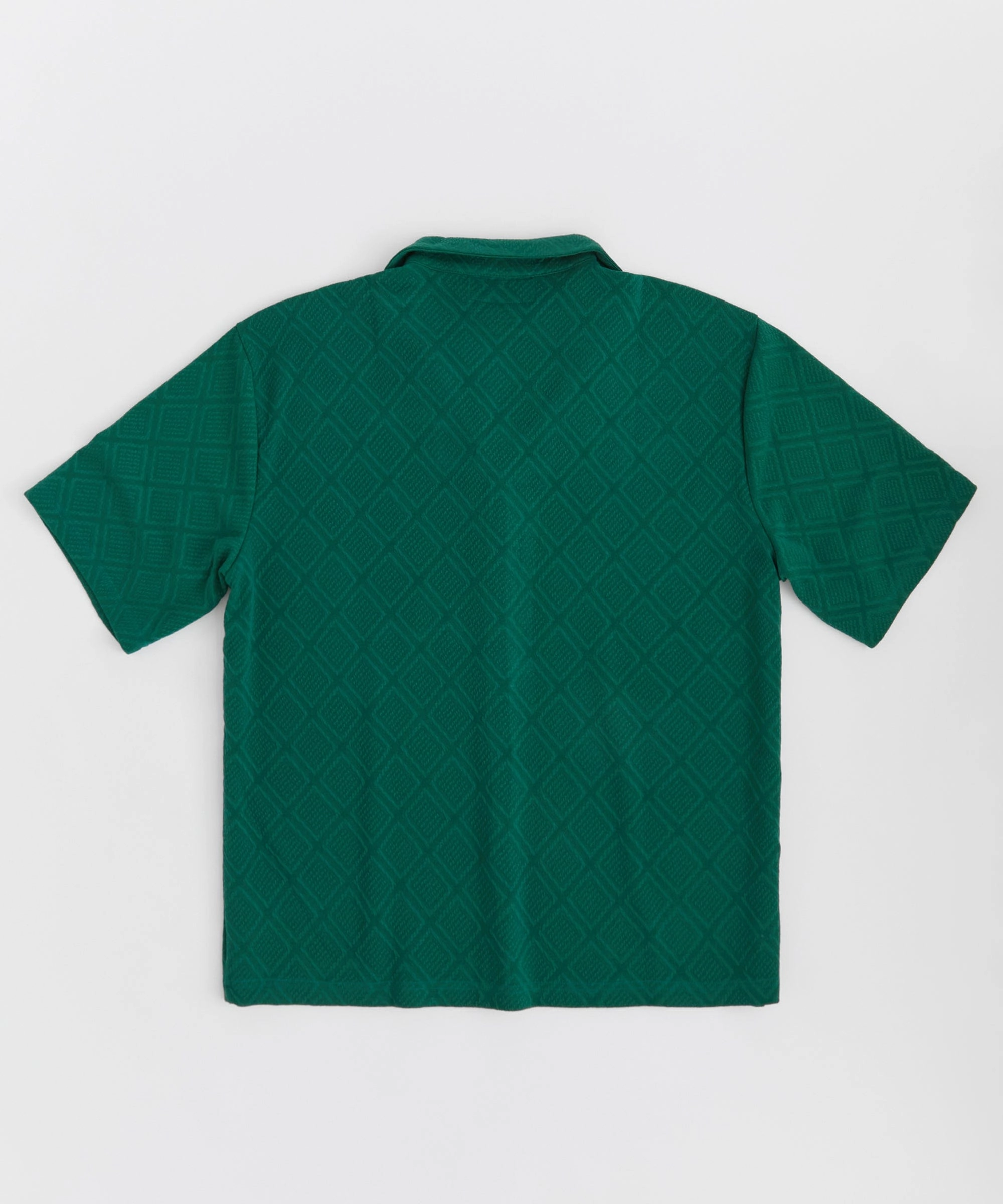 HeatPressedLogos Odor Control Finish Jacquard Textured Knit Short Sleeve Button Down Shirt - Green