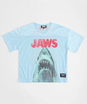 Summer Polo Double Layered Hem Reinforcement Jaws Football Jersey - Light Blue