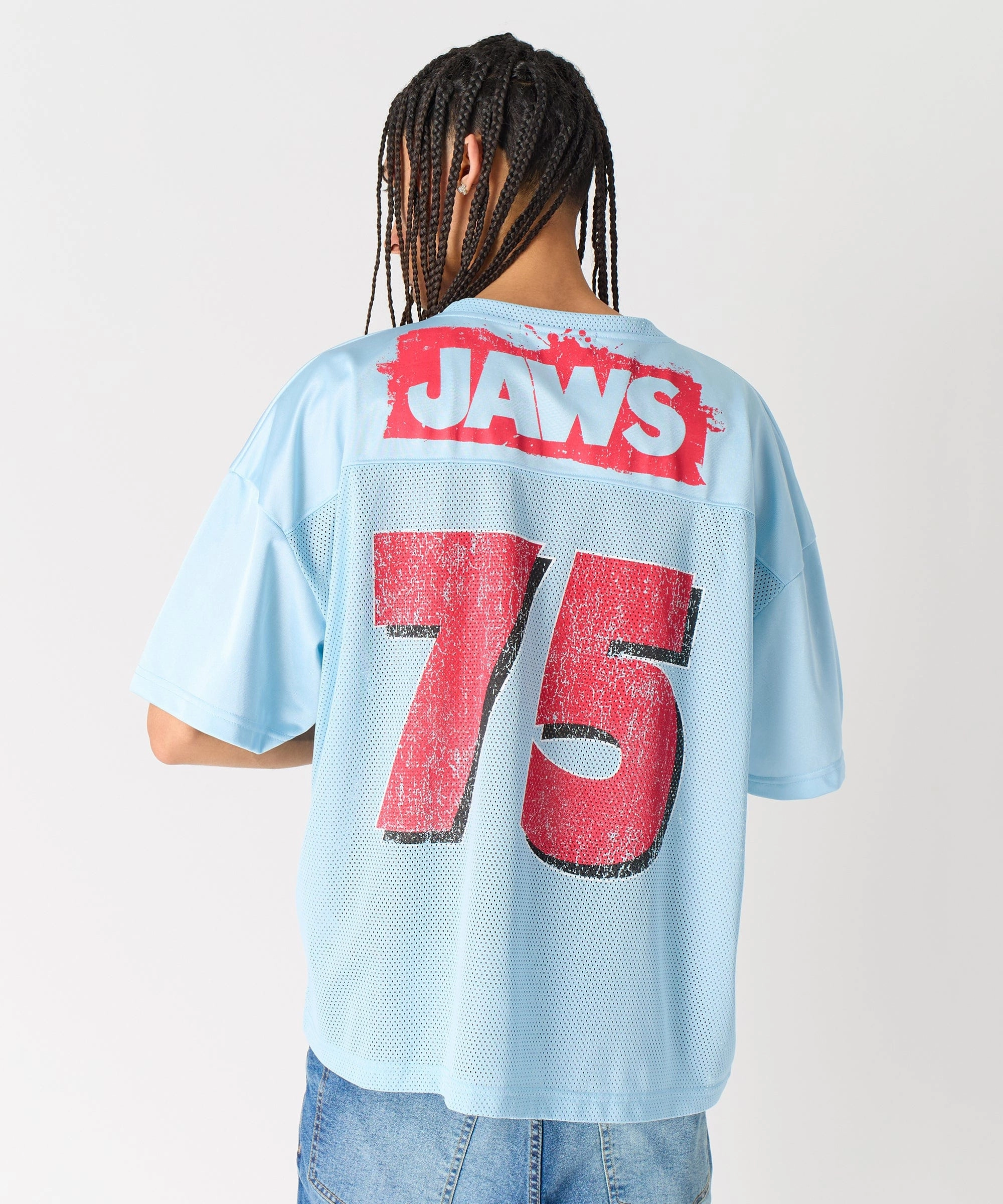 Jaws Football Jersey - Light Blue Hidden Storage Pockets UVProtection