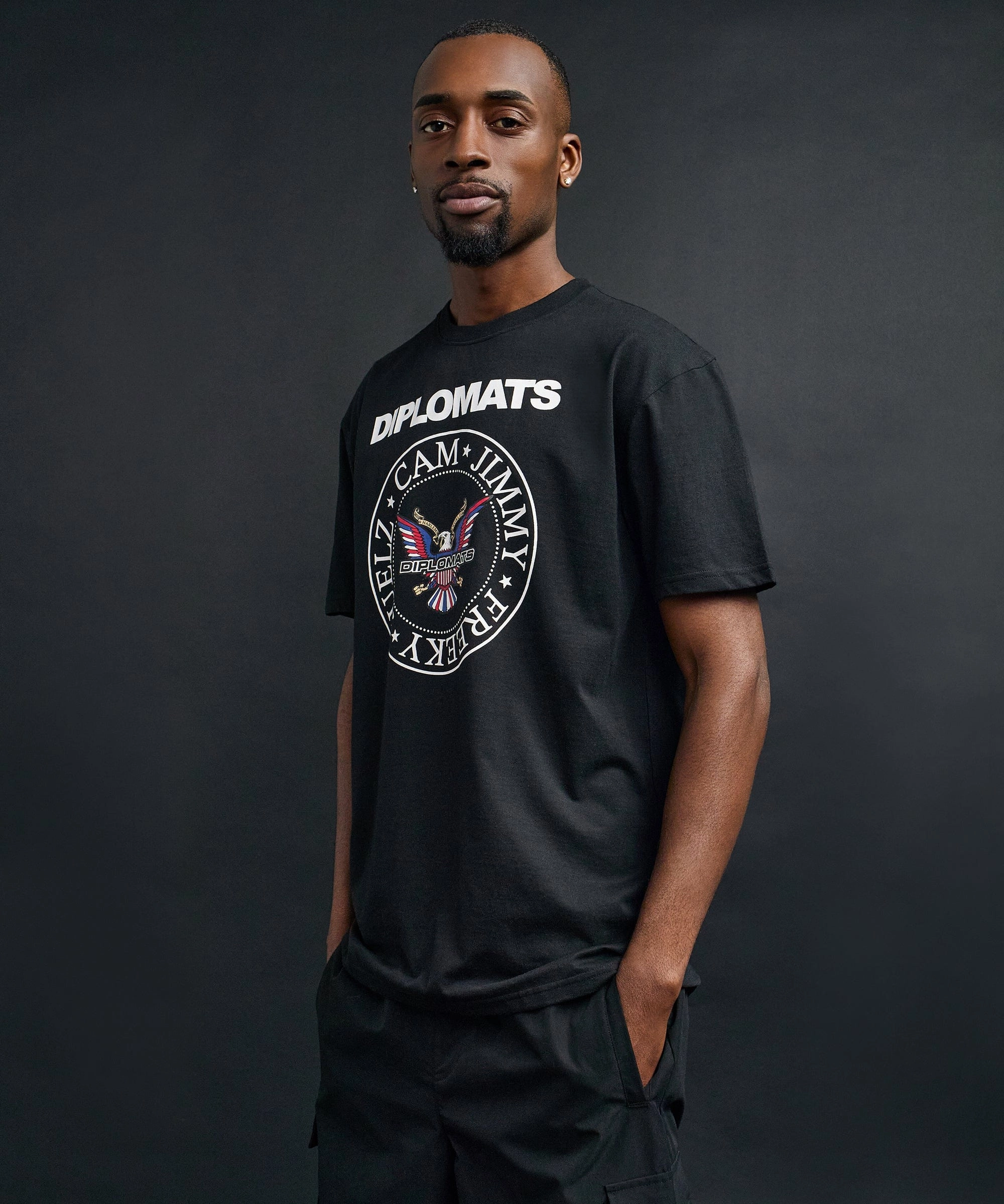 Elegant Cardigan LaserCutVents Jimmy Short Sleeve Tee - Black