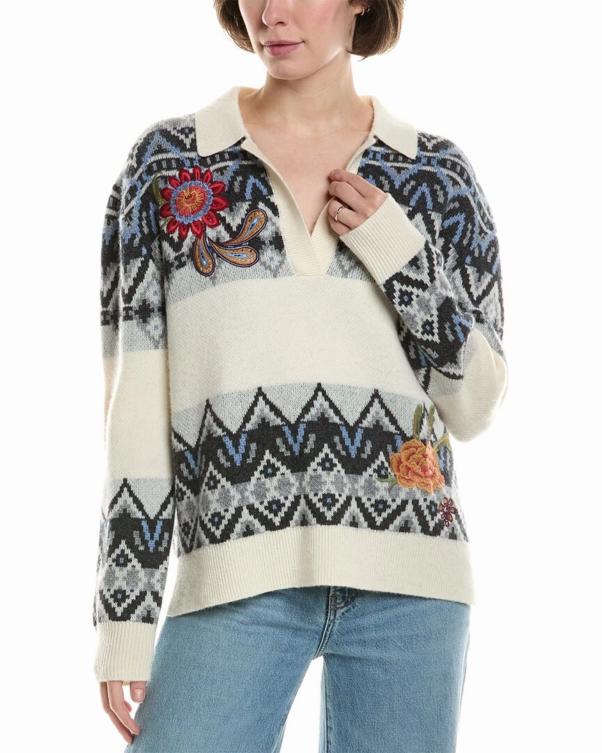 Johnny Was The Fairisle Polo Wool & Cashmere-Blend Sweater Cozy Fashion