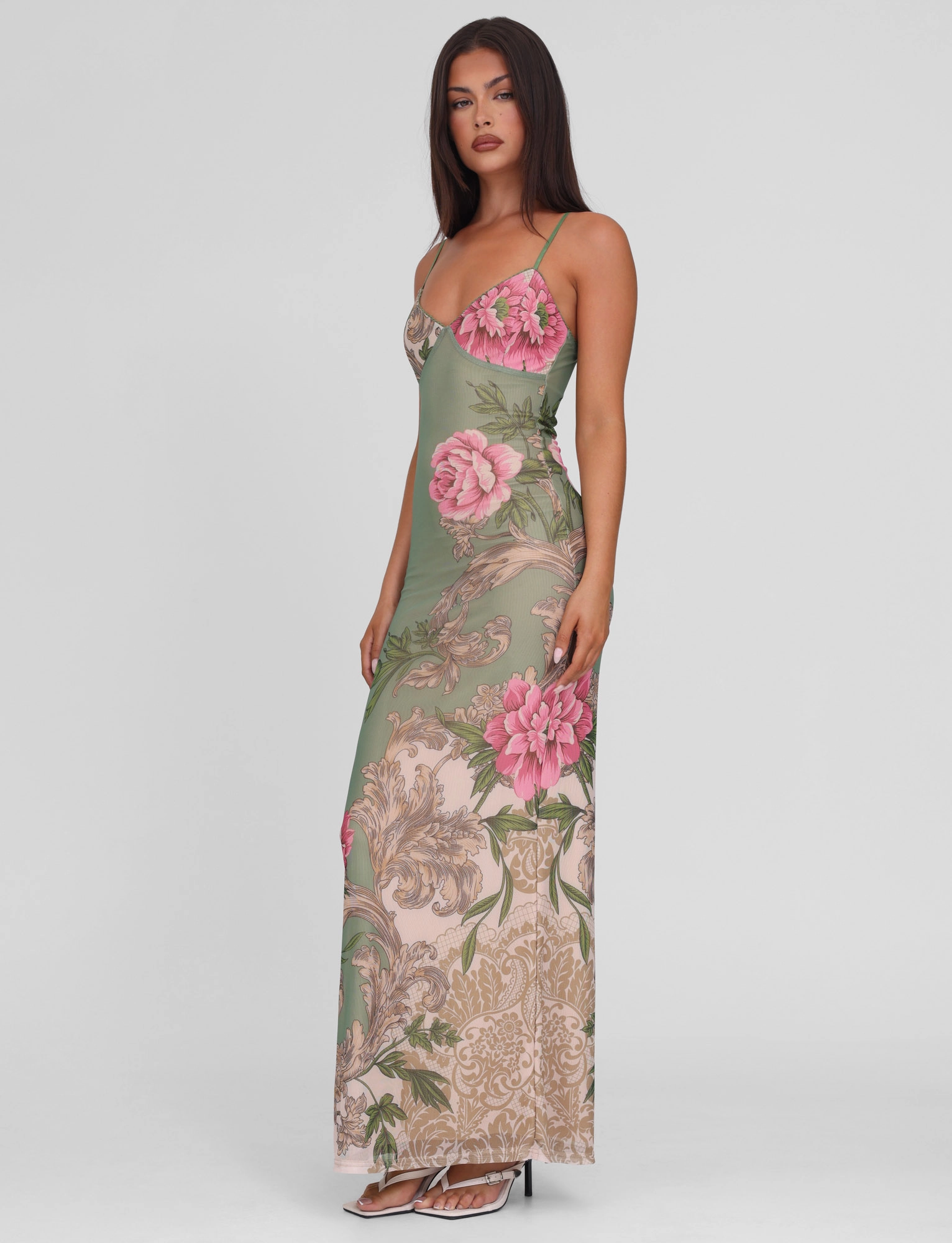 JULIANNA DRESS - GREEN : FLORAL : ROCCOCO FLORAL QuickDryTechnology