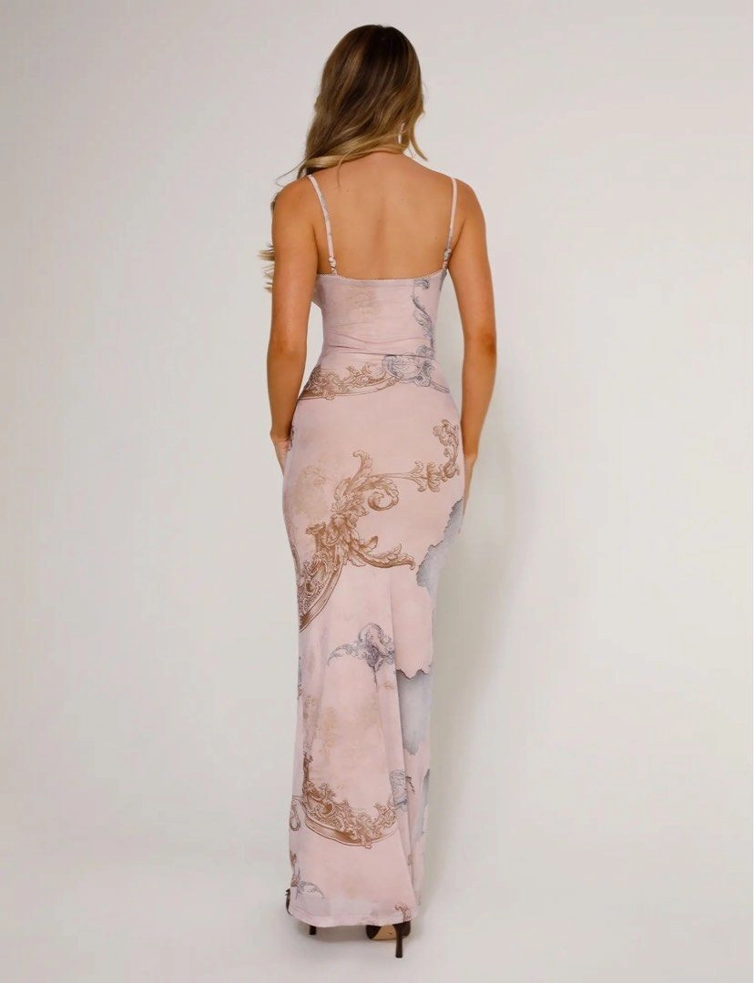 JULIANNA DRESS - MULTI : COLLAGE : CRANES Warm Pink