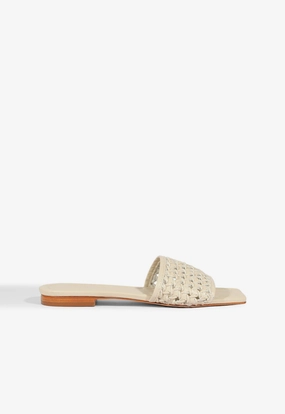 Anti Odor Cozy Design Juliet White Leather Flat Sandal