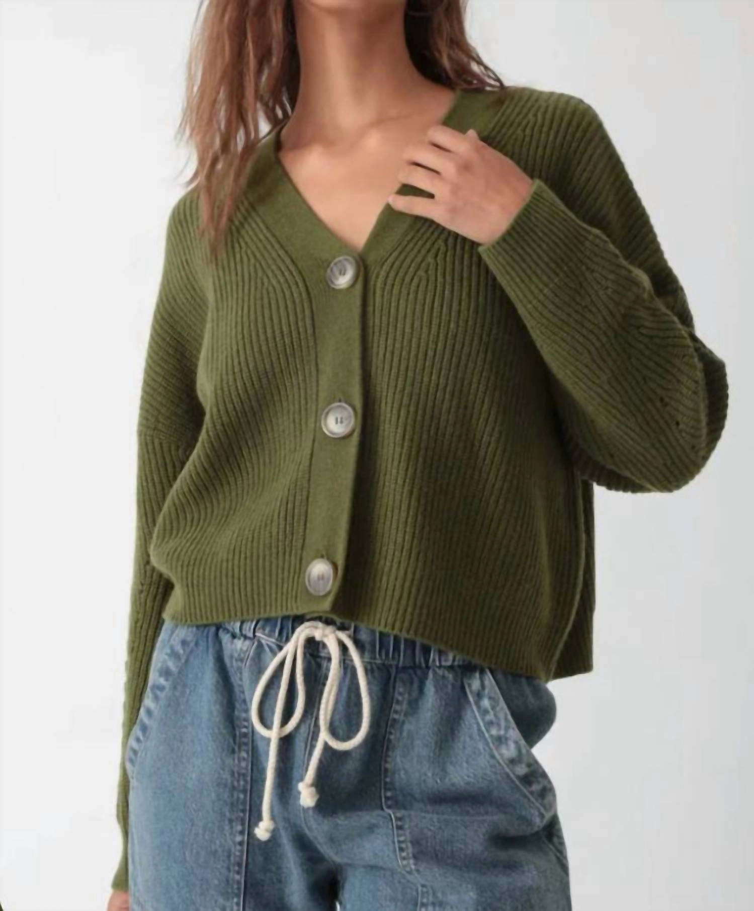 Katie Sweater In Olive Knitted Design