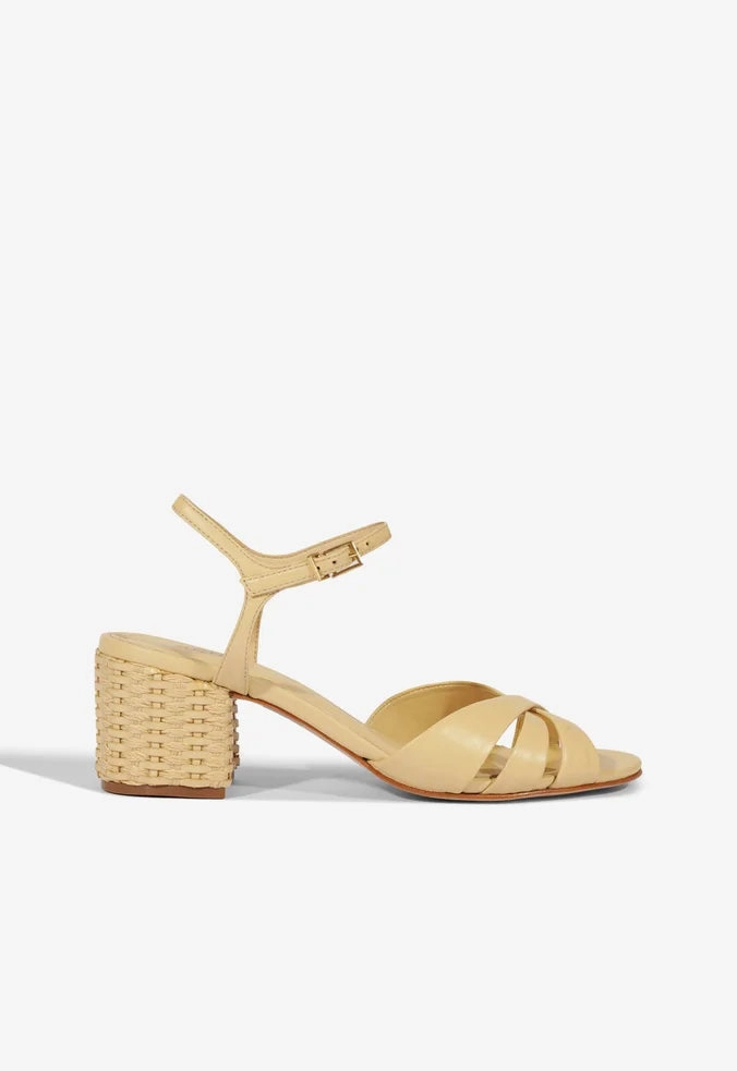Keefa Mid Block Leather Sandal Suede