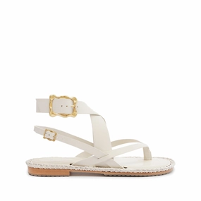 Keith Flat Leather Sandal Bead Edge Fashionable