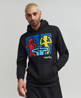 Keith Haring Characters Hoodie - Black Flex Fit Shoulder Construction
