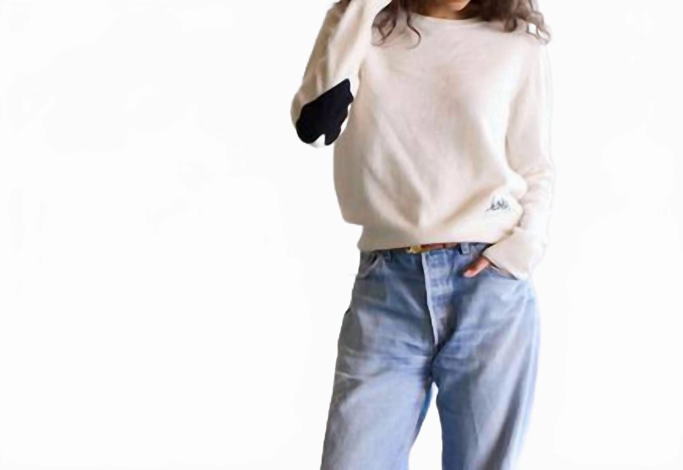 Comfortable Look Kerri Rosenthal Patchwork Pullover Sweater In Natural