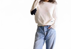 Comfortable Look Kerri Rosenthal Patchwork Pullover Sweater In Natural
