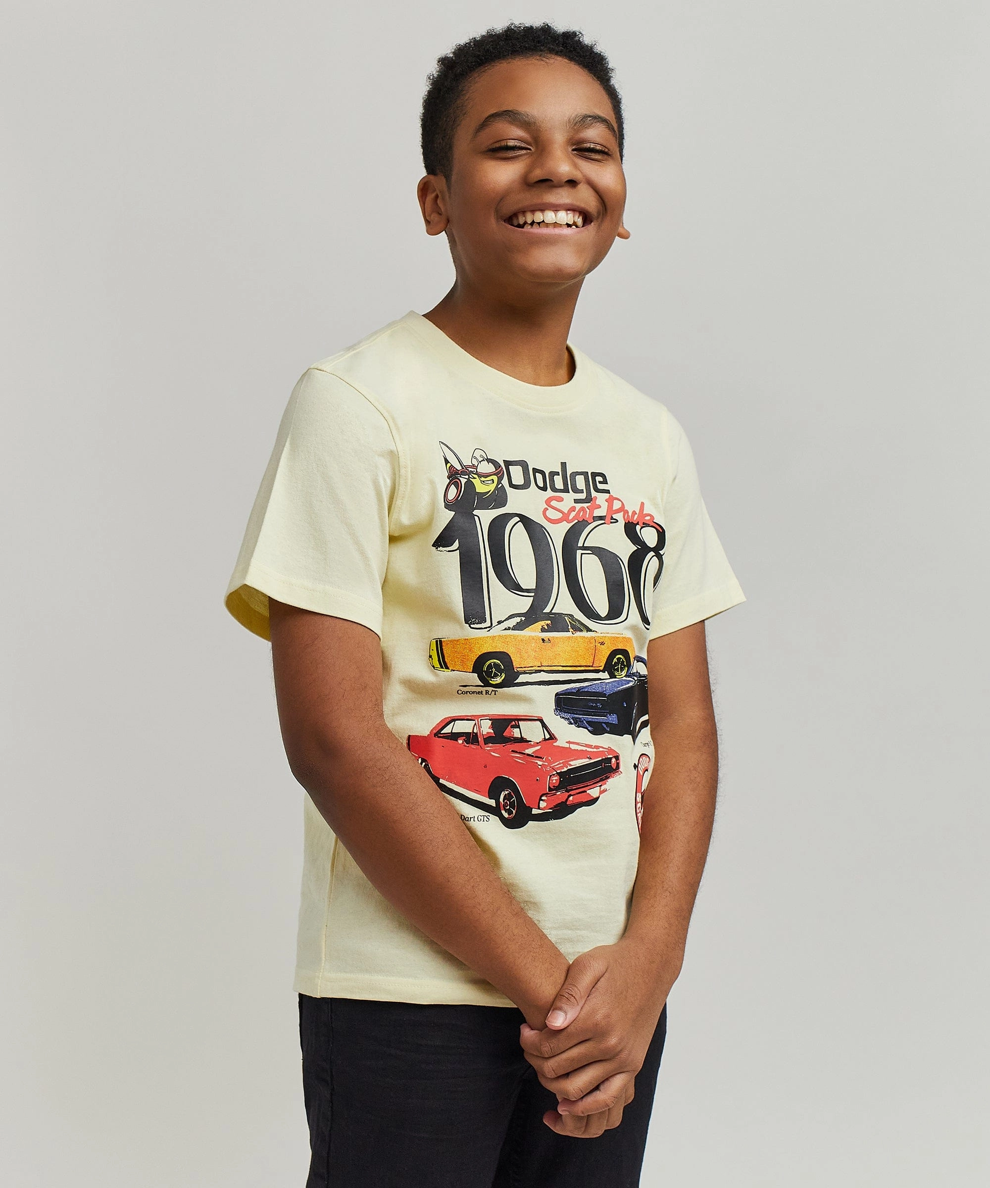 AntiStaticTreatment TaglessDesign Kids Dodge 1968 Short Sleeve Tee - Khaki