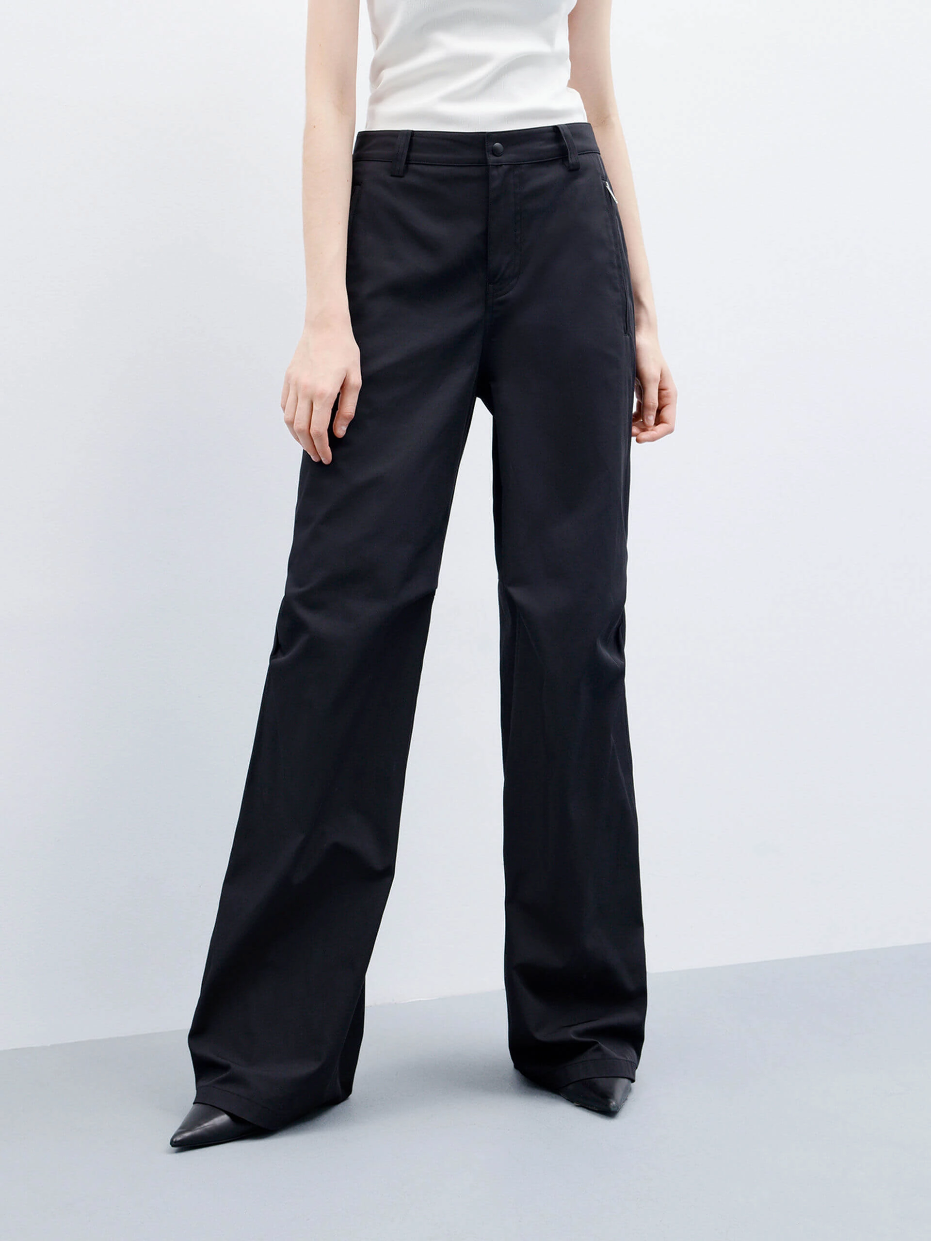 Knee Pleated Straight Pants Ripstop Fabric Technology Flexible Movement