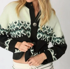 Rudi Cardigan In Fair Isle Pine Warm Knit