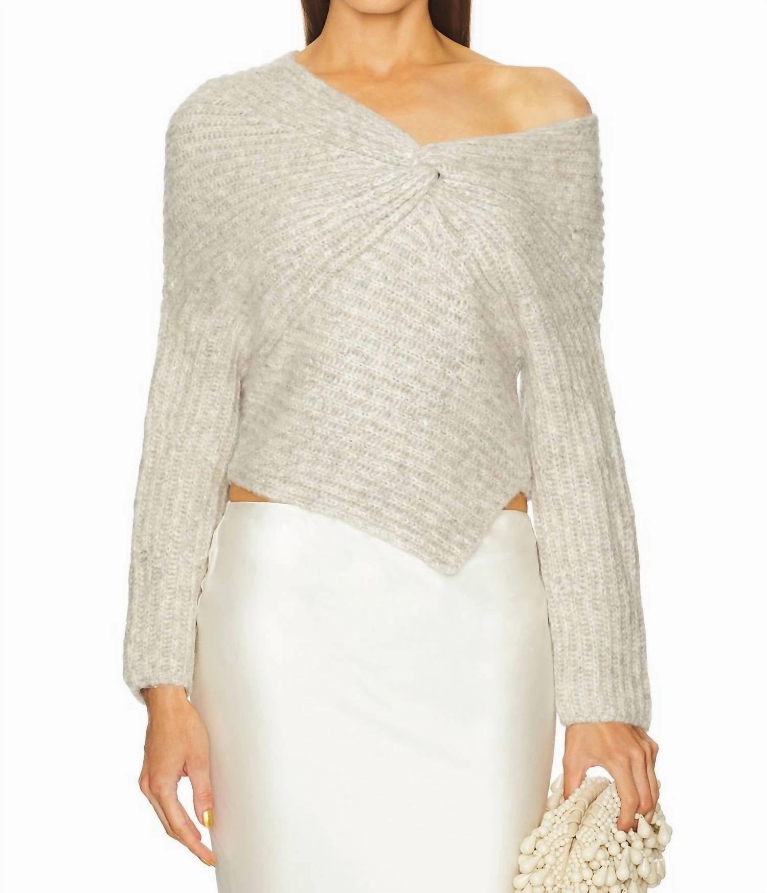 Lea Knit Top In Fog Textured Weave Cold Weather Look