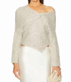 Lea Knit Top In Fog Textured Weave Cold Weather Look