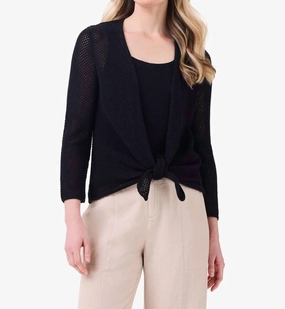 Mesh 4Way Cardigan In Black Onyx Relaxed Wearable