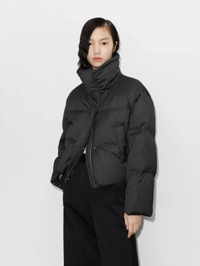 Collapsible Packable Design Knitted Collar Quilted Jacket