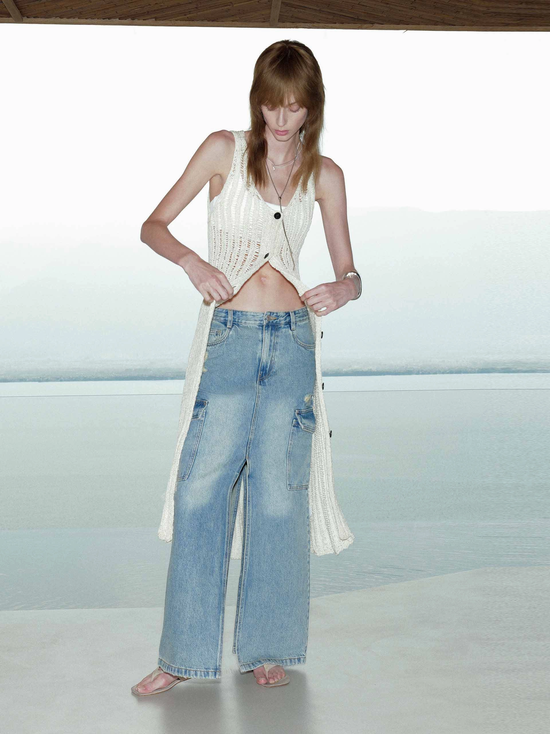 Knitted Slim Long Cardigan FasteningHood