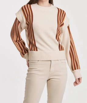 Comfy & Cozy Kristen Sweater In Creamy Terra Melage Stripe