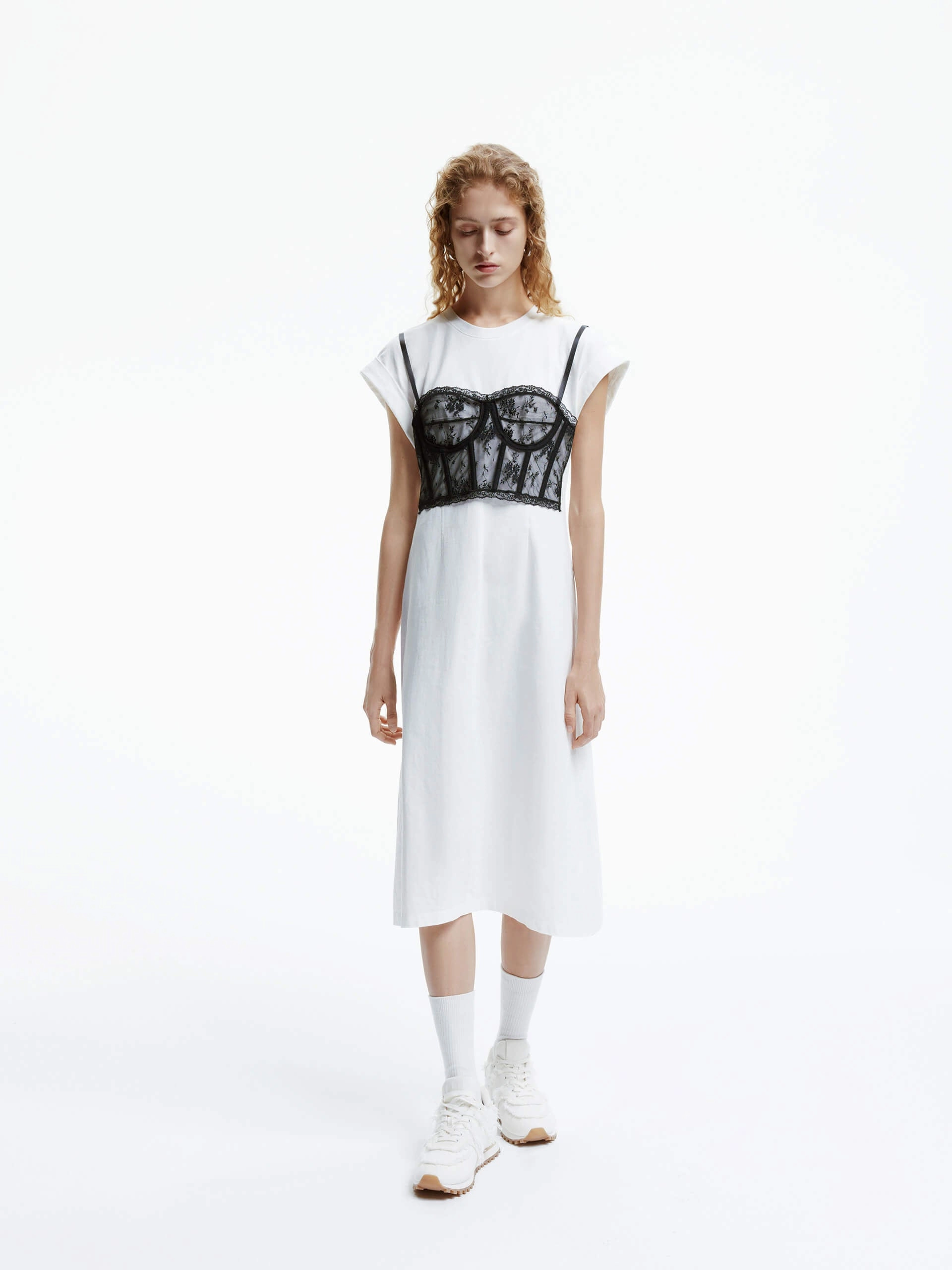 Lace Detail Midi Dress Fresh Mood
