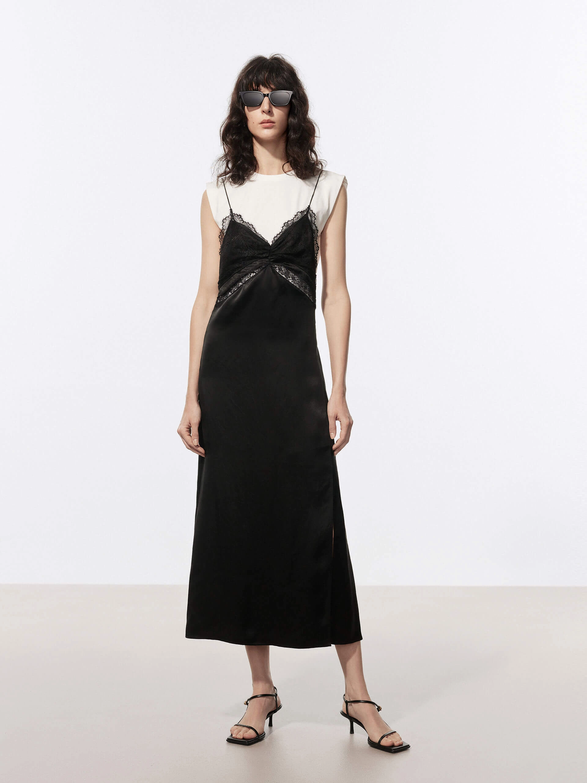 Lace Detail Set Dress Set LayeredHemline