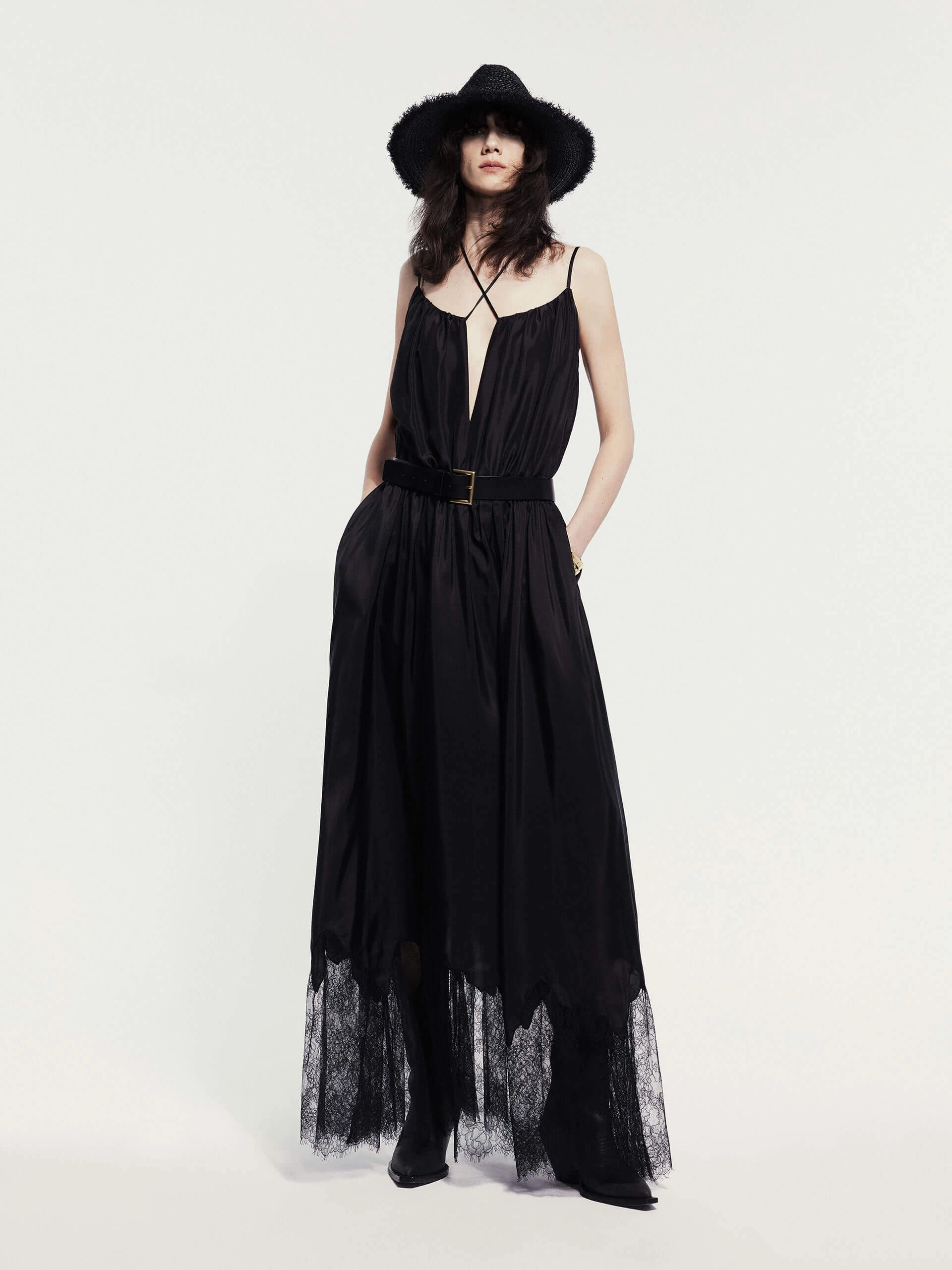 Lace Detail Silk Dress Timeless Look Wear Timeless Style Wear