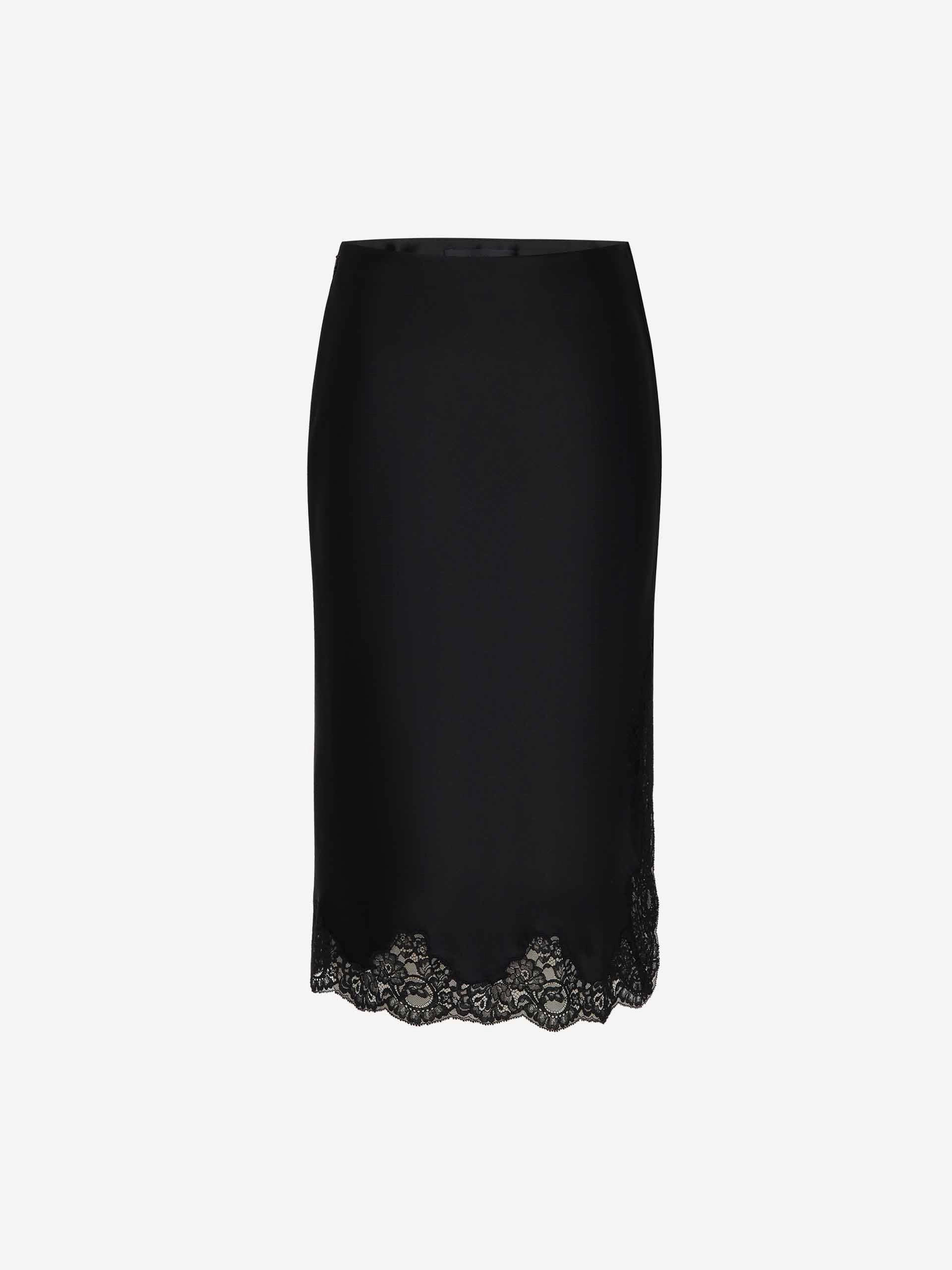 Lace Hem Satin Skirt Sport Friendly