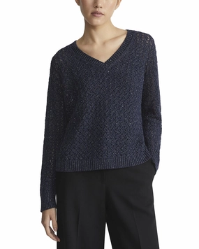 Durable Fabric Winter-Ready Fashion Lafayette 148 New York Cabled V-Neck Linen & Silk-Blend Sweater