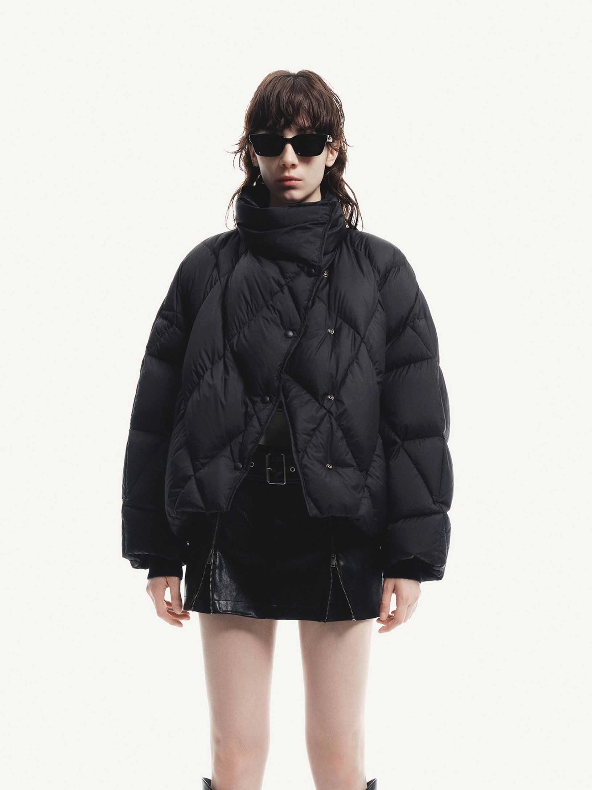 Anti Pilling Texture Lapel Quilted Down Jacket